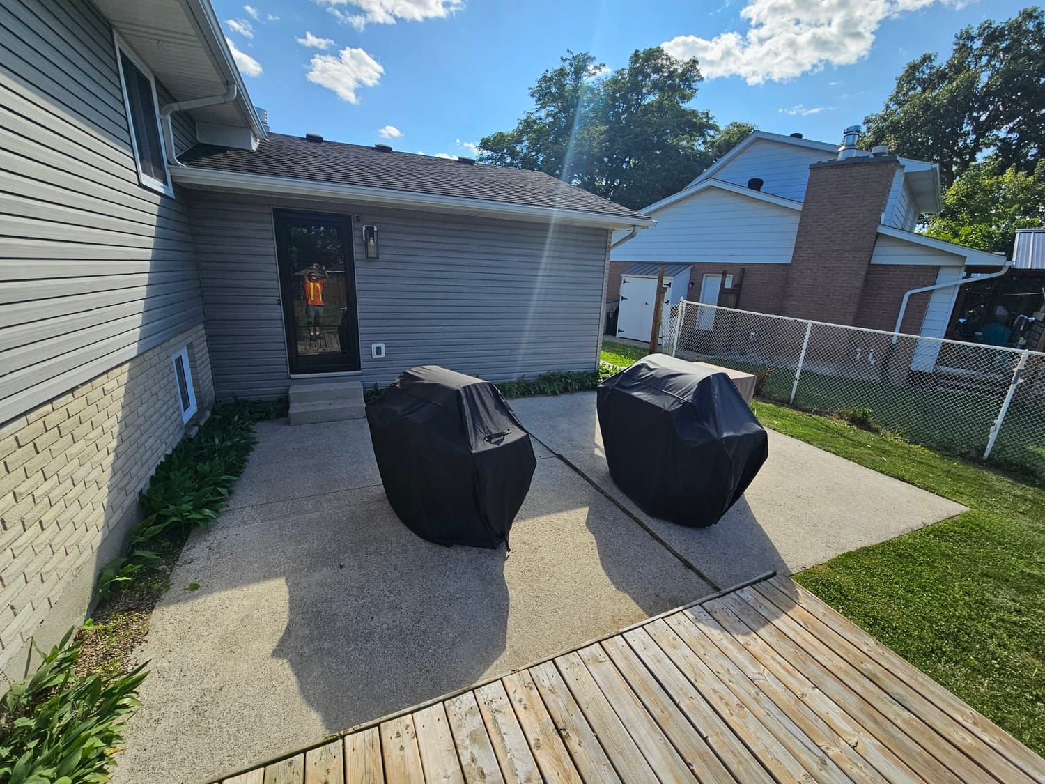 A cleared and swept patio area